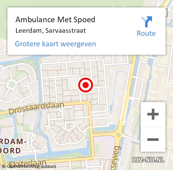 Locatie op kaart van de 112 melding: Ambulance Met Spoed Naar Leerdam, Sarvaasstraat op 6 februari 2017 12:31