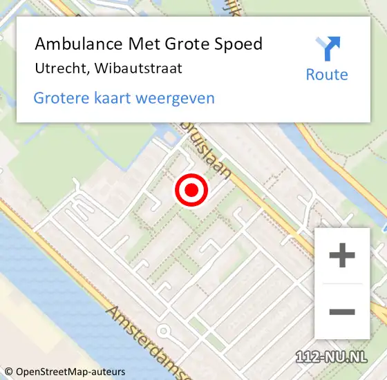 Locatie op kaart van de 112 melding: Ambulance Met Grote Spoed Naar Utrecht, Wibautstraat op 6 februari 2017 13:31