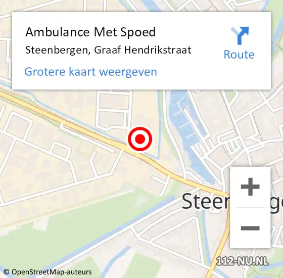 Locatie op kaart van de 112 melding: Ambulance Met Spoed Naar Steenbergen, Graaf Hendrikstraat op 6 februari 2017 13:55