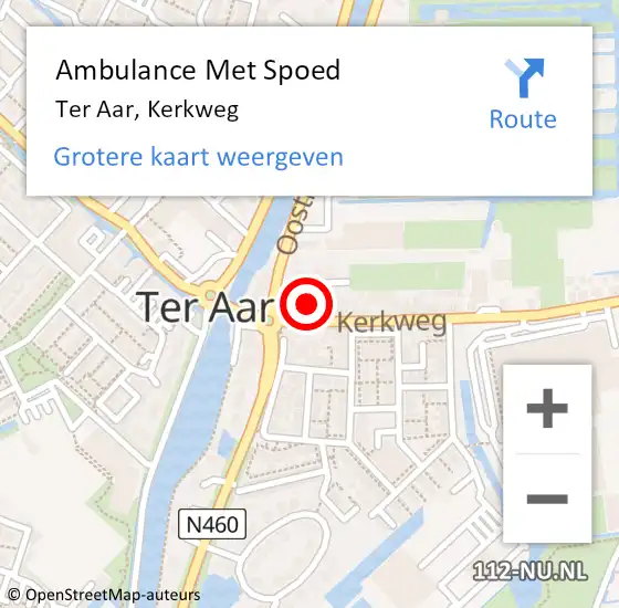 Locatie op kaart van de 112 melding: Ambulance Met Spoed Naar Ter Aar, Kerkweg op 6 februari 2017 13:59