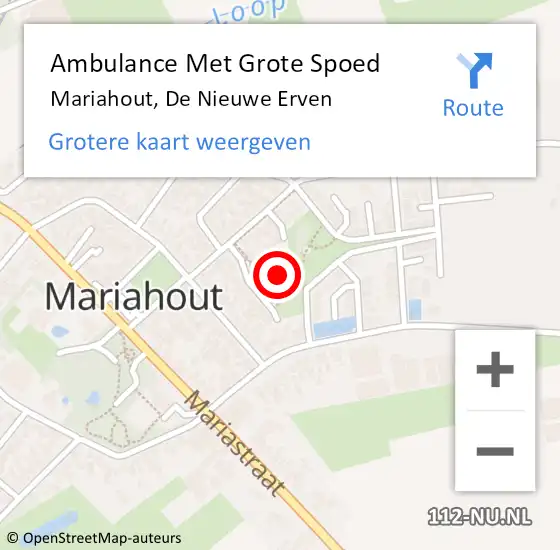 Locatie op kaart van de 112 melding: Ambulance Met Grote Spoed Naar Mariahout, De Nieuwe Erven op 6 februari 2017 14:20