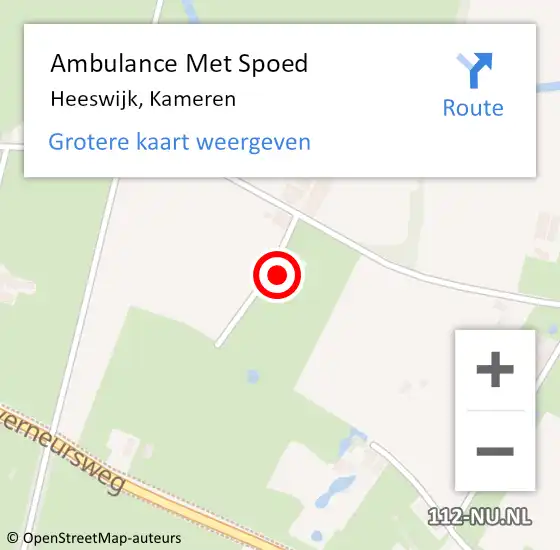 Locatie op kaart van de 112 melding: Ambulance Met Spoed Naar Heeswijk, Kameren op 6 februari 2017 14:39