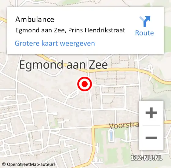 Locatie op kaart van de 112 melding: Ambulance Egmond aan Zee, Prins Hendrikstraat op 6 februari 2017 15:01