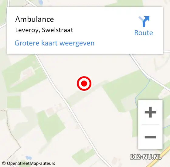 Locatie op kaart van de 112 melding: Ambulance Leveroy, Swelstraat op 6 februari 2017 15:12