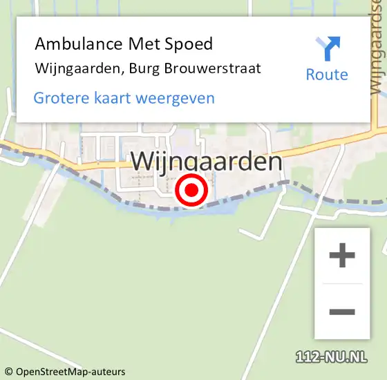 Locatie op kaart van de 112 melding: Ambulance Met Spoed Naar Wijngaarden, Burg Brouwerstraat op 6 februari 2017 15:32