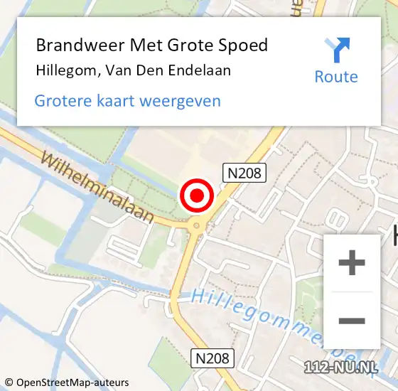 Locatie op kaart van de 112 melding: Brandweer Met Grote Spoed Naar Hillegom, Van Den Endelaan op 6 februari 2017 15:34