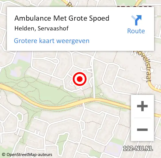 Locatie op kaart van de 112 melding: Ambulance Met Grote Spoed Naar Helden, Servaashof op 10 januari 2014 09:53