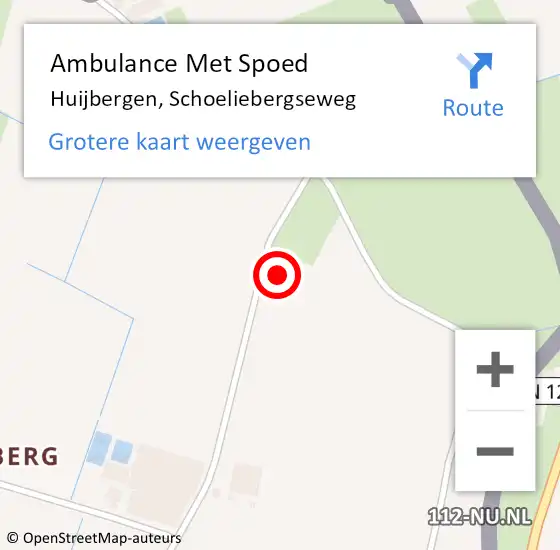 Locatie op kaart van de 112 melding: Ambulance Met Spoed Naar Huijbergen, Schoeliebergseweg op 6 februari 2017 17:26