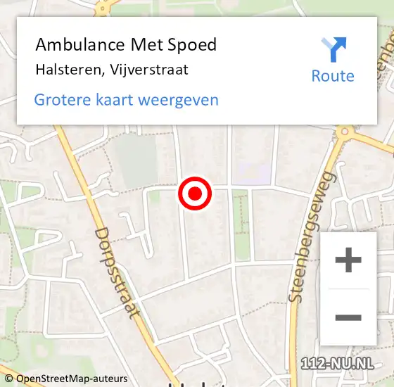 Locatie op kaart van de 112 melding: Ambulance Met Spoed Naar Halsteren, Vijverstraat op 6 februari 2017 17:41