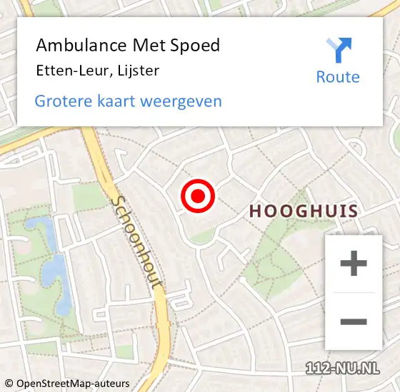 Locatie op kaart van de 112 melding: Ambulance Met Spoed Naar Etten-Leur, Lijster op 6 februari 2017 18:06