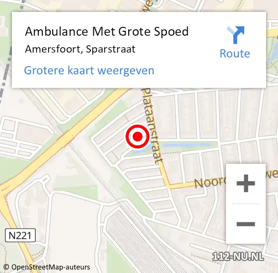 Locatie op kaart van de 112 melding: Ambulance Met Grote Spoed Naar Amersfoort, Sparstraat op 6 februari 2017 19:10