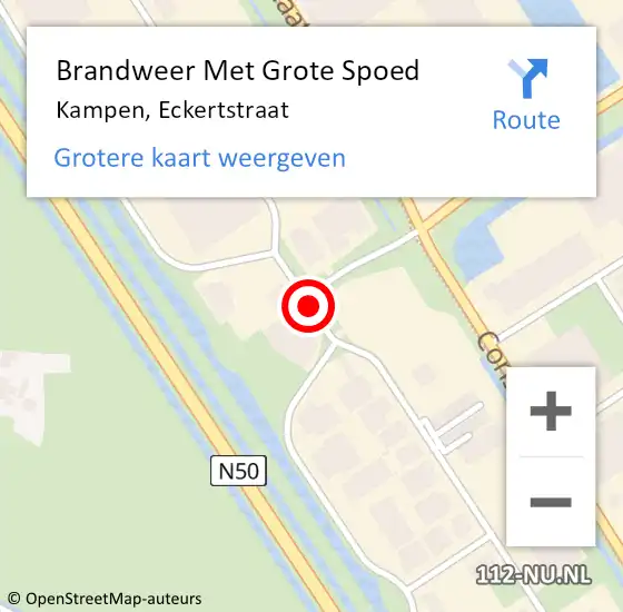 Locatie op kaart van de 112 melding: Brandweer Met Grote Spoed Naar Kampen, Eckertstraat op 6 februari 2017 19:15