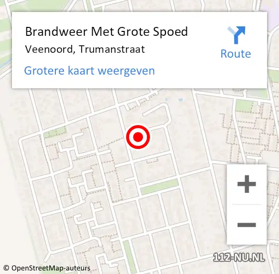 Locatie op kaart van de 112 melding: Brandweer Met Grote Spoed Naar Veenoord, Trumanstraat op 6 februari 2017 20:10