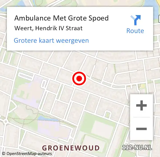 Locatie op kaart van de 112 melding: Ambulance Met Grote Spoed Naar Weert, Hendrik IV Straat op 6 februari 2017 20:13