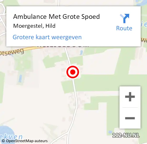 Locatie op kaart van de 112 melding: Ambulance Met Grote Spoed Naar Moergestel, Hild op 6 februari 2017 20:28