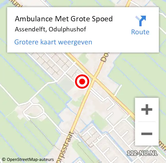 Locatie op kaart van de 112 melding: Ambulance Met Grote Spoed Naar Assendelft, Odulphushof op 6 februari 2017 20:54