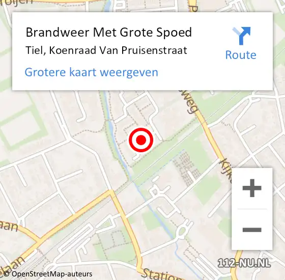 Locatie op kaart van de 112 melding: Brandweer Met Grote Spoed Naar Tiel, Koenraad Van Pruisenstraat op 6 februari 2017 21:52