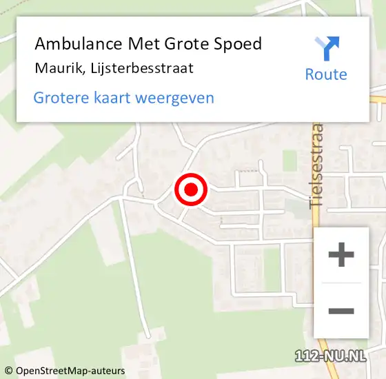 Locatie op kaart van de 112 melding: Ambulance Met Grote Spoed Naar Maurik, Lijsterbesstraat op 18 september 2013 21:19