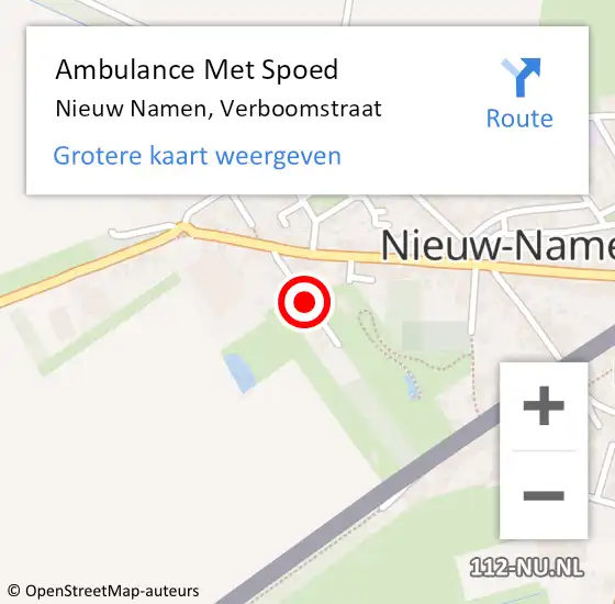 Locatie op kaart van de 112 melding: Ambulance Met Spoed Naar Nieuw Namen, Verboomstraat op 6 februari 2017 22:10