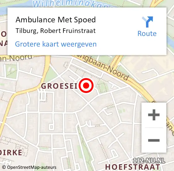 Locatie op kaart van de 112 melding: Ambulance Met Spoed Naar Tilburg, Robert Fruinstraat op 6 februari 2017 23:02