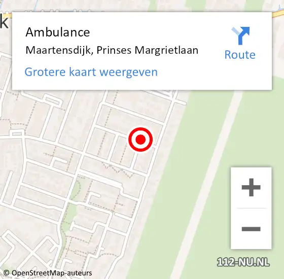 Locatie op kaart van de 112 melding: Ambulance Maartensdijk, Prinses Margrietlaan op 6 februari 2017 23:14