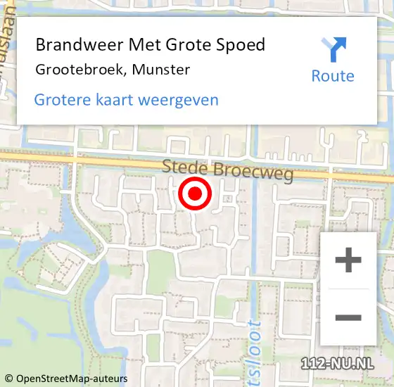 Locatie op kaart van de 112 melding: Brandweer Met Grote Spoed Naar Grootebroek, Munster op 7 februari 2017 00:02