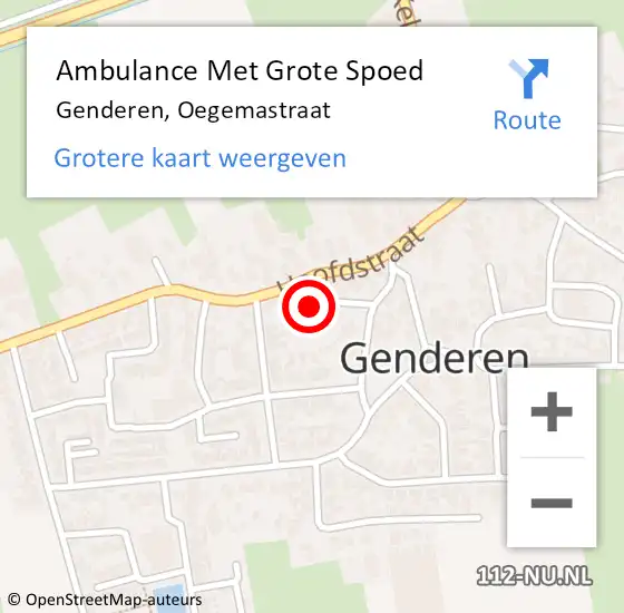 Locatie op kaart van de 112 melding: Ambulance Met Grote Spoed Naar Genderen, Oegemastraat op 7 februari 2017 01:12