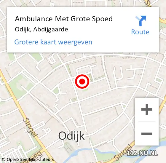 Locatie op kaart van de 112 melding: Ambulance Met Grote Spoed Naar Odijk, Abdijgaarde op 10 januari 2014 10:23