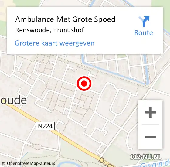 Locatie op kaart van de 112 melding: Ambulance Met Grote Spoed Naar Renswoude, Prunushof op 7 februari 2017 05:02