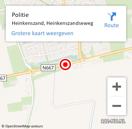 Locatie op kaart van de 112 melding: Politie Heinkenszand, Heinkenszandseweg op 7 februari 2017 07:50