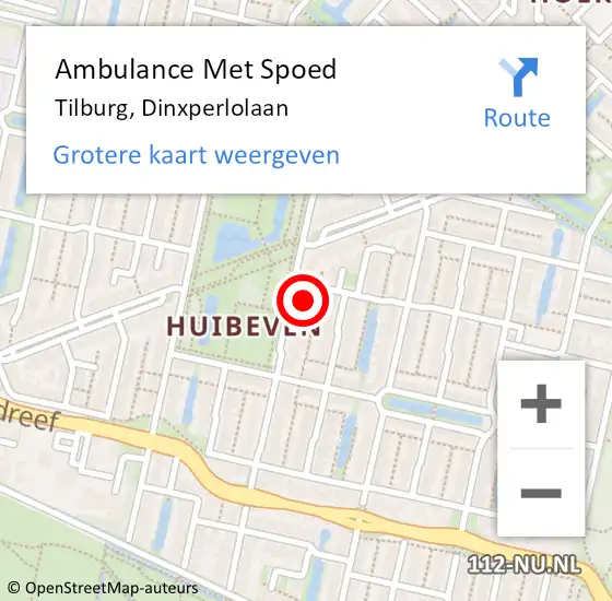 Locatie op kaart van de 112 melding: Ambulance Met Spoed Naar Tilburg, Dinxperlolaan op 7 februari 2017 08:14