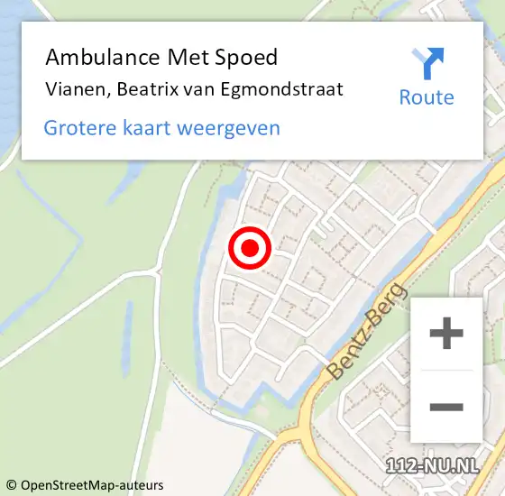 Locatie op kaart van de 112 melding: Ambulance Met Spoed Naar Vianen, Beatrix van Egmondstraat op 7 februari 2017 08:32