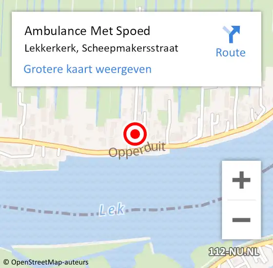 Locatie op kaart van de 112 melding: Ambulance Met Spoed Naar Lekkerkerk, Scheepmakersstraat op 7 februari 2017 09:17