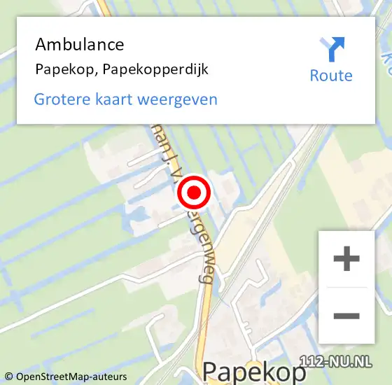 Locatie op kaart van de 112 melding: Ambulance Papekop, Papekopperdijk op 7 februari 2017 10:04