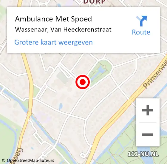 Locatie op kaart van de 112 melding: Ambulance Met Spoed Naar Wassenaar, Van Heeckerenstraat op 7 februari 2017 10:18