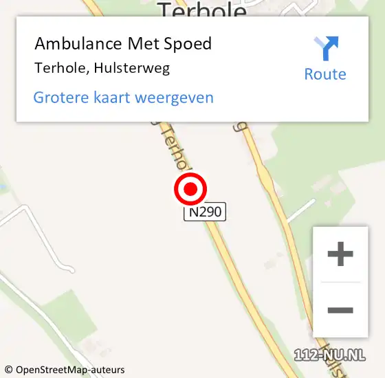 Locatie op kaart van de 112 melding: Ambulance Met Spoed Naar Terhole, Hulsterweg op 7 februari 2017 10:35