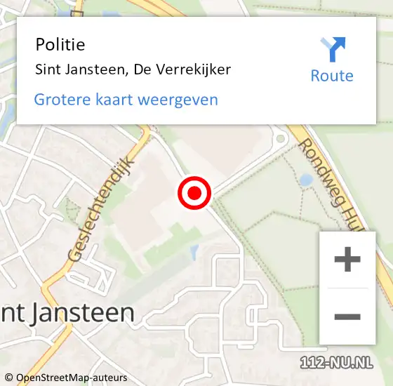 Locatie op kaart van de 112 melding: Politie Sint Jansteen, De Verrekijker op 7 februari 2017 11:35