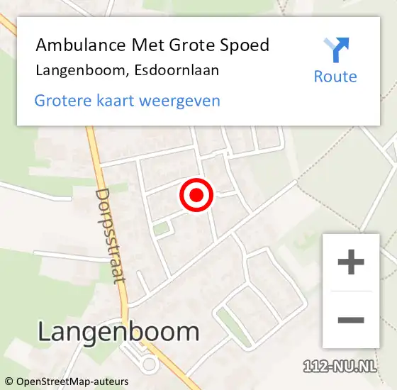 Locatie op kaart van de 112 melding: Ambulance Met Grote Spoed Naar Langenboom, Esdoornlaan op 7 februari 2017 12:28