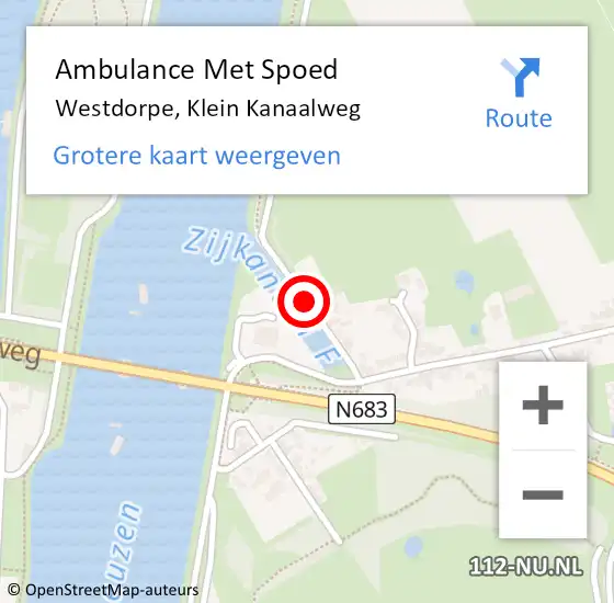 Locatie op kaart van de 112 melding: Ambulance Met Spoed Naar Westdorpe, Klein Kanaalweg op 7 februari 2017 12:49