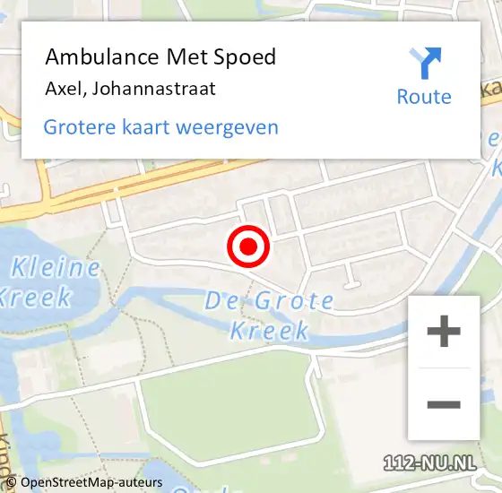 Locatie op kaart van de 112 melding: Ambulance Met Spoed Naar Axel, Johannastraat op 7 februari 2017 12:54