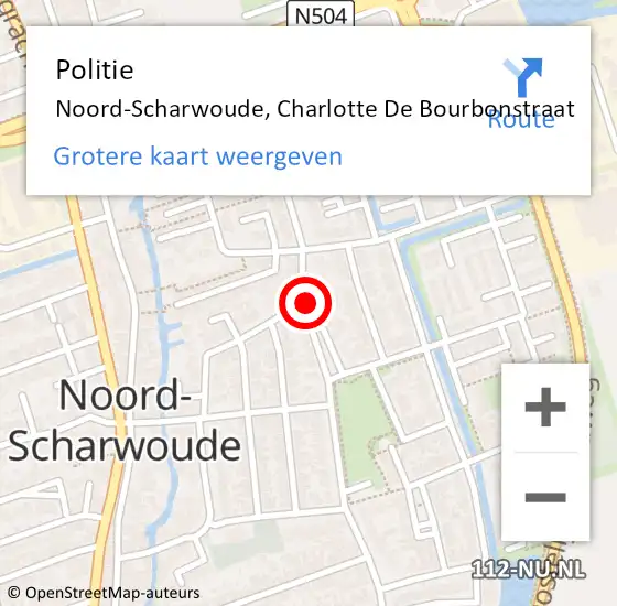 Locatie op kaart van de 112 melding: Politie Noord-Scharwoude, Charlotte De Bourbonstraat op 7 februari 2017 13:56