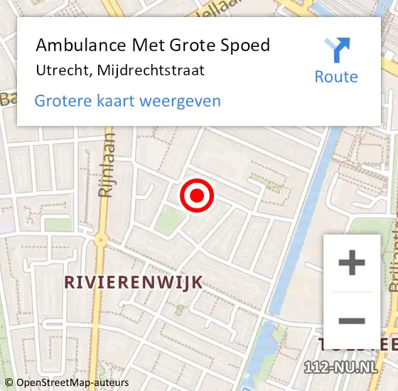 Locatie op kaart van de 112 melding: Ambulance Met Grote Spoed Naar Utrecht, Mijdrechtstraat op 7 februari 2017 14:40