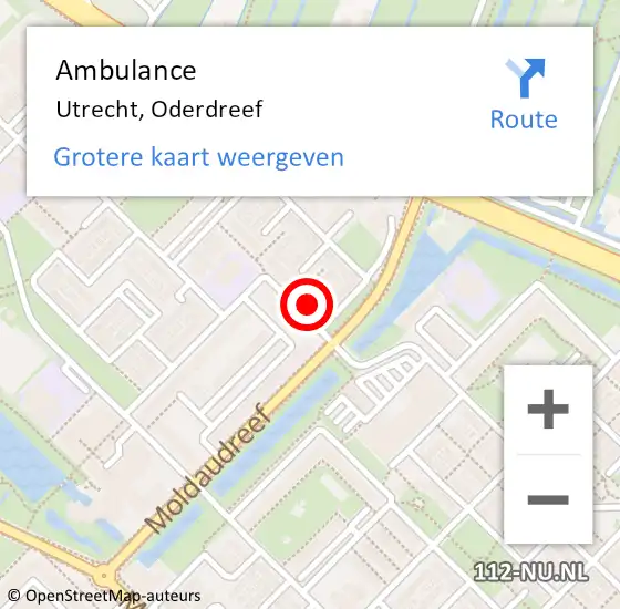 Locatie op kaart van de 112 melding: Ambulance Utrecht, Oderdreef op 7 februari 2017 14:49