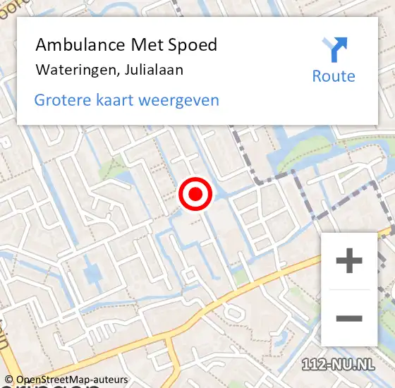 Locatie op kaart van de 112 melding: Ambulance Met Spoed Naar Wateringen, Julialaan op 7 februari 2017 14:58