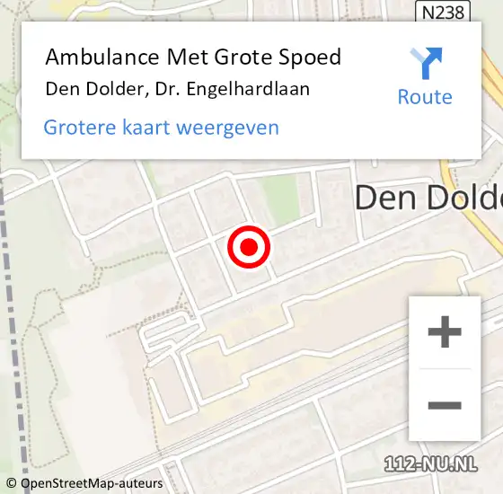 Locatie op kaart van de 112 melding: Ambulance Met Grote Spoed Naar Den Dolder, Dr. Engelhardlaan op 18 september 2013 21:31