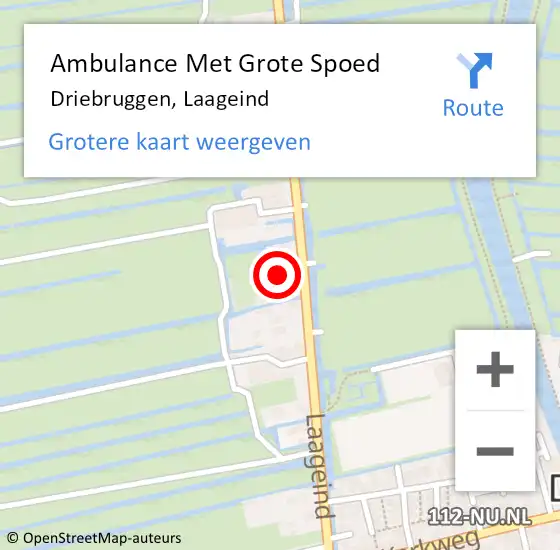 Locatie op kaart van de 112 melding: Ambulance Met Grote Spoed Naar Driebruggen, Laageind op 18 september 2013 21:32