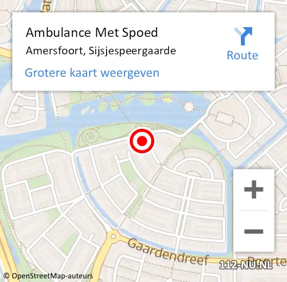 Locatie op kaart van de 112 melding: Ambulance Met Spoed Naar Amersfoort, Sijsjespeergaarde op 7 februari 2017 16:50