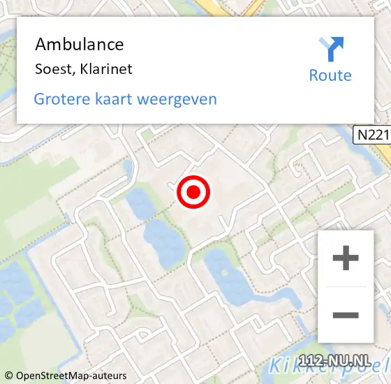 Locatie op kaart van de 112 melding: Ambulance Soest, Klarinet op 10 januari 2014 11:30