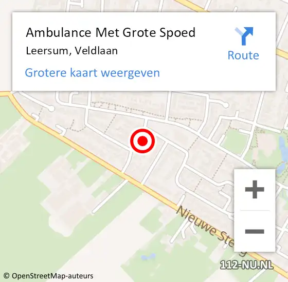 Locatie op kaart van de 112 melding: Ambulance Met Grote Spoed Naar Leersum, Veldlaan op 7 februari 2017 17:42