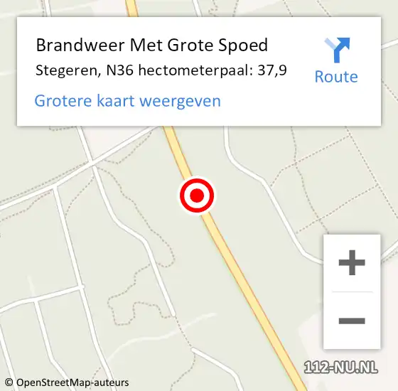 Locatie op kaart van de 112 melding: Brandweer Met Grote Spoed Naar Stegeren, N36 hectometerpaal: 37,9 op 7 februari 2017 18:00